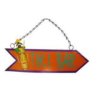 Tiki Bar Arrow Sign Haitian Metal Art  Wall Decor